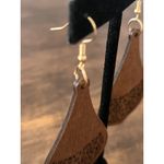 Handmade Long Wooden Dangle Earrings Gold Photo 5