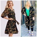 CAbi  Black Floral Debut 2 In 1 Dress / Kimono Photo 1