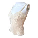 80/90s Small Nylon Satin Camisole Slip Buttercream Lace Sweetheart Neckline​ Gold Photo 10