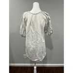NYMÅNE White Linen Cotton Embroidered Puff Sleeve Tunic Dress Top S Photo 2