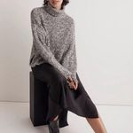 Madewell  Marled Wide Rib Knit Black White Turtleneck Sweater Size Small Photo 1