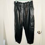 Miss Selfridge  High Waisted Faux Leather Cargo Trousers Black 12 Photo 1