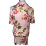 ZARA Hawaiian Floral Print Pullover Polo Style short sleeve Shirt pink sz large Photo 2