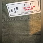 Gap Vintage Slim High Rise Vegan Faux Leather Pants Green Mistletoe size 4 Photo 4