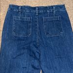 Talbots Wide Leg Denim Trouser Jean Patch Pockets Clara Dark Wash Blue 14 Photo 4