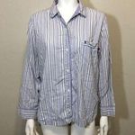 PINK - Victoria's Secret Victoria's Secret Sleep Shirt Button Front Striped Cotton Purple Medium Photo 0