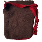 Hand Knit Crossbody Bag Brown Burgundy Boho Slouchy Women’s Purse Festival Photo 2