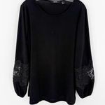 Dennis Basso Dennis by  Black Balloon Sleeve Blouse Women's Size Medium Photo 0