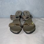 White Mountain  Gold & Rhinestones Open Toe Strappy 3” Wedge Sandals Size 8 Photo 2