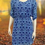 Charming Charlie  Blue Link Print 3/4 Sleeve Dress Photo 6