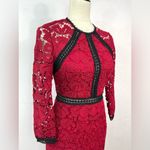 Alexis Randie Lace Midi Dress Dark Red With Black Trim Size S Photo 8