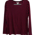 Charter Club  Red Black Pink Houndstooth Soft Pullover Top - XL Photo 0