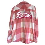 Barbie Pink Plaid Flannel Shirt Button Down Mattel Size Medium Button Up Classic Photo 2