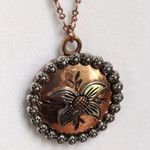 Betsey Johnson Copper Vintage Floral Medallion Necklace 18" Photo 1
