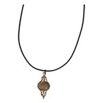 Unbranded Gold Tone Pendant Taupe Stone Waxed Black Cord Pendant Necklace Photo 5