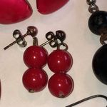 Lot of 6 Black White and Red Vintage Boho Earrings Photo 2
