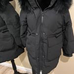 Real raccoon fur collar down winter jacket coat parka puffer trench coat bomber Black Size M Photo 8