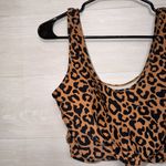 Coral Reef Leopard Print Bikini Tank Top Size Medium Scoop Neck Swimwear Brown Photo 2