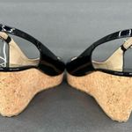 Jimmy Choo Praise Black Patent Cork Wedge Heel Slingback Pumps Size EU 37.5 Photo 9