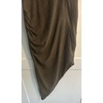 Hot Kiss  Tank Dress Asymmetrical Zipper Ruched Bodycon Gray Faux Suede Sz S NWT Photo 2