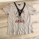 Urban Outfitters Grey Crisscross Front Detail Logo T-shirt M Photo 0