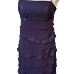 S.L. Fashions Purple Tiered Prom Cocktail Dress with Spaghetti Straps. Size 6P Photo 0