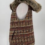 ZARA Basic Wool Blend Fur Hooded Vest Size Small Photo 3