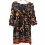 Desigual  Floral Shift Dress 3/4 sleeves black mini Boho size small (38) Photo 3
