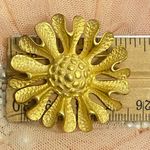 Gold Tone Sunflower Brooch Pin Floral Statement Costume Jewelry Photo 2