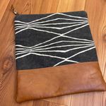 Maddie Kay Handbags Clutch Two Tone Mixed Material Abstract Purse Boho White Photo 2