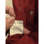 Allegra K  Size XL Cropped Denim Jacket Maroon Buffalo Plaid Cuff Retro Trucker Photo 7