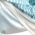 &merci &merci Aqua White Striped Seersucker Tiered Mini Dress S Half Button Puff Sleeve Photo 7