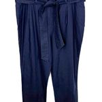 Boden St. Ives High Rise Paperbag Waist Linen Blend Trouser Pants Belt Blue 10R Size 10 Photo 0