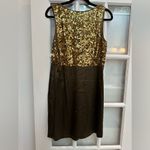 DKNY Vintage Brown & Gold Silk Empire Waist Sequin Mini Dress Size 6 Small S Photo 3