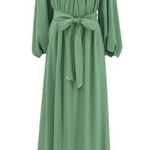Caroline Constas Odessa Maxi Dress NWT Size S | Sage Green Off Shoulder Gown Photo 0