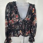 Nasty Gal  Black Floral Sheer Top Size 4 EUC Photo 3