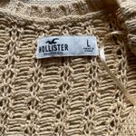 Hollister  Tan Open-Knit Cardigan Sweater Size Large Cream Boho Oversized Cozy Photo 3