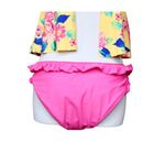 Arizona Jeans Arizona Jean Yellow Pink Cried Ruffle Tankini Floral 2pc Swimsuit LARGE Poolcore Photo 5