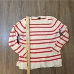 Talbots Striped Pullover Sweater Womens Petite Large Cream Coral Stripes Preppy Photo 4