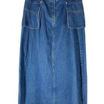 Gracia  Blue Denim A Line Maxi Modest Skirt Size Large Photo 0