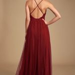 Lulus Rare Beauty Burgundy Tulle Backless Maxi Dress Photo 3
