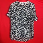 Chicos Glacier Popover Top Size 1 Size Small Blue Floral Short Sleeve Boho Black Photo 1