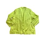 Soft Surroundings Womens Blazer Size ~1X Chartreuse Bright Green Linen Blend Photo 5