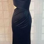 Kurt Thomas liquid blue stretch satin embellished one shoulder cutout gown Size 2 Photo 0