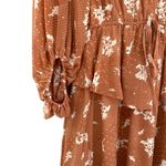 Fourteen & 9th Peach Tiered Flowy Polkadot Floral Ruffle Dress Long Sleeve Photo 2