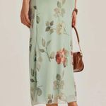 Rihoas Green Floral Elastic Waist Straight Midi Skirt Size M Photo 2