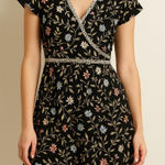 Loft Floral Midi Dress V Neck Short Sleeve Empire Waist Spring Summer Small Photo 0