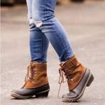 Sorel women chestnut brown suede rubber waterproof duck short boots 9 Photo 1