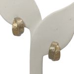 14K Two Tone Diamond Cut Half Hoop Earrings Photo 4