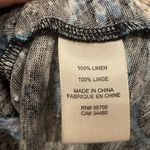 Rebecca Taylor  Kyoto Floral Black Blue Floral Short Sleeve Linen Round Neck Top Photo 4